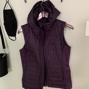 Loungewear Eggplant Hooded Puffer Athleisure Vest